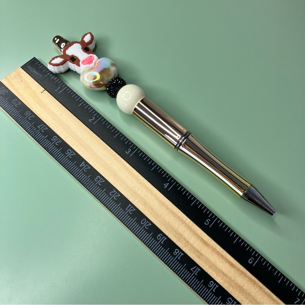 Cute Cow Handmade Beaded Pen with Heart Design - Picture 6 of 6